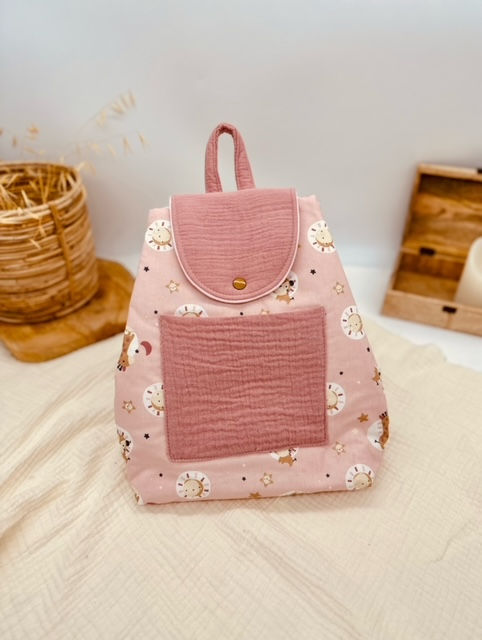 EXEMPLAIRE UNIQUE : Sac à dos 1 prêt à partir - Girafes / rose thé