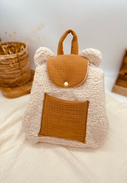 EXEMPLAIRE UNIQUE : Sac à dos nounours prêt à partir - Camel