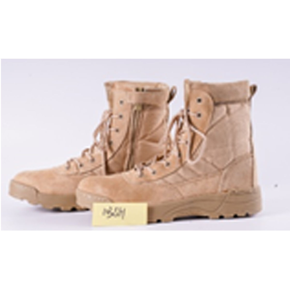 Men's 8 inch Beige Suede Leather & Nylon Chunky Sole Lace Up Combat Boot