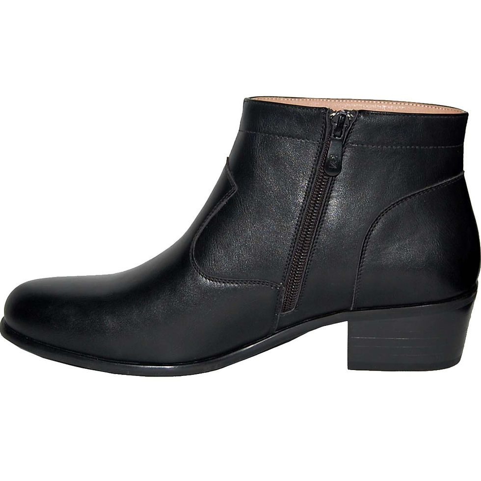 Thumbnail: KRAZY Shoe Artists Rock Star Black Smooth Upper Zip Cuban Heel Boot