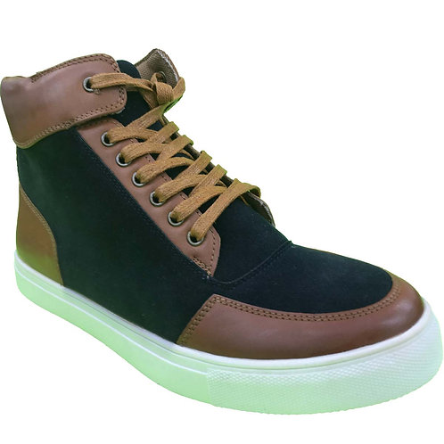 Shoe Artists Republic Collection Men's Lt Brown Blue Velcro HiTop Sucamo Sneaker