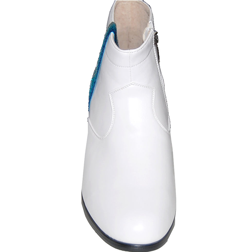 Thumbnail: New Elvis White KRAZY Shoe Artists Men's Cuban Heel Shoe with Ornament 6