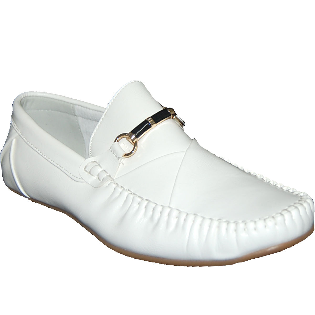 Winston KRAZY Shoe Artists Men's White Slip-on with Gold Ornament Loafer Shoe