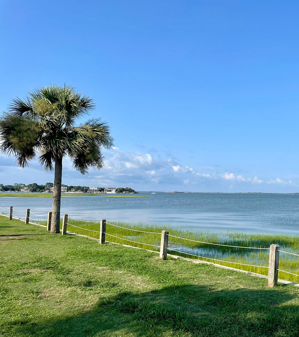 Pitt Street Bridge Park overlooking Charleston Harbor in Mount Pleasant, South Carolina