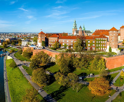 Krakow, Poland Royal Wawel castle and cathedral, Vistula river, boulevards, promenades and