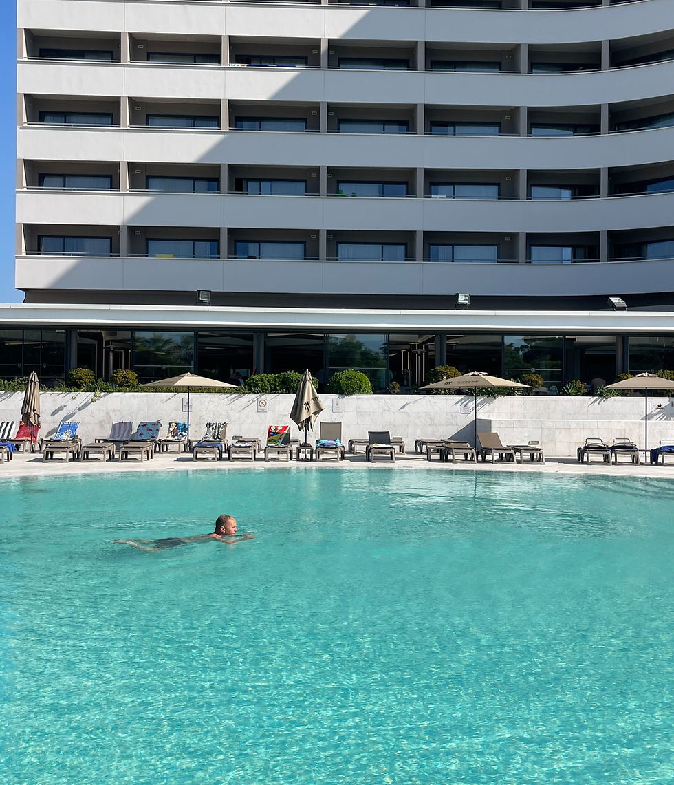 This is Gerard at 9am at the quiet pool. He loved a morning swim.
