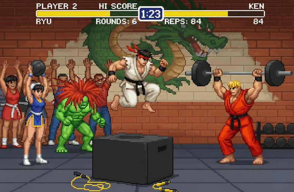 RYU and Ken doing the CrossFit open Street Fighter style.