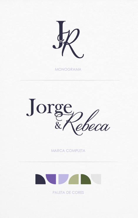 Logotipo do casamento de Jorge e Rebeca com monograma e paleta em tons suaves