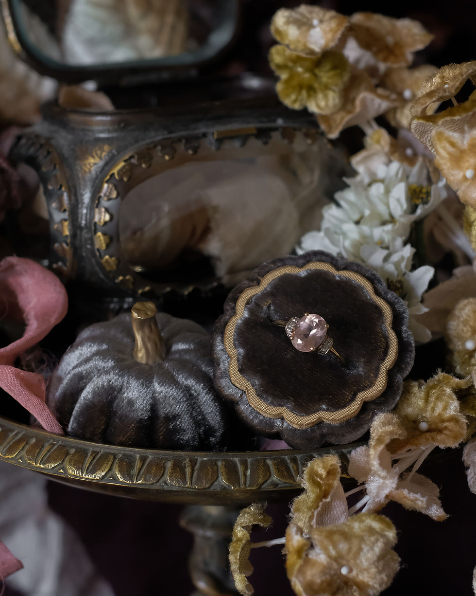 Thumbnail: Storm Cloud Velvet & Pale Gold Silk | Finette | Pumpkin