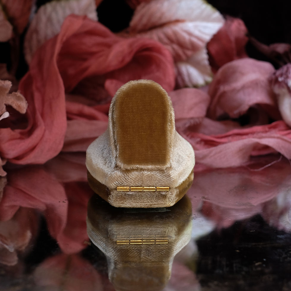 Thumbnail: Faded Gold Velvet & Golden Silk | Horseshoe Ring Box