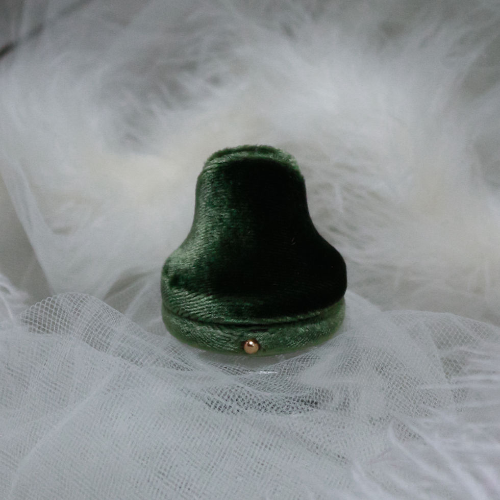 Thumbnail: Moss Velvet with Ivory Silk | Horseshoe Ring Box