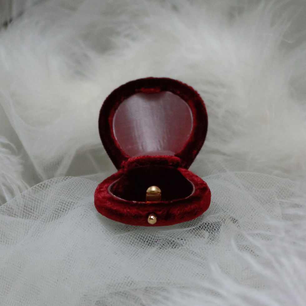 Thumbnail: Burgundy Velvet with Ivory shot Rosewood Silk | Horseshoe Ring Box