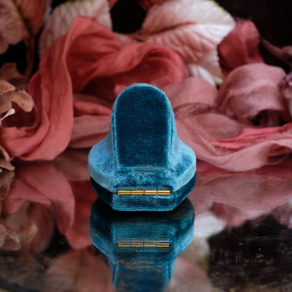 Thumbnail: Teal Velvet & Fuchsia Silk | Horseshoe Ring Box