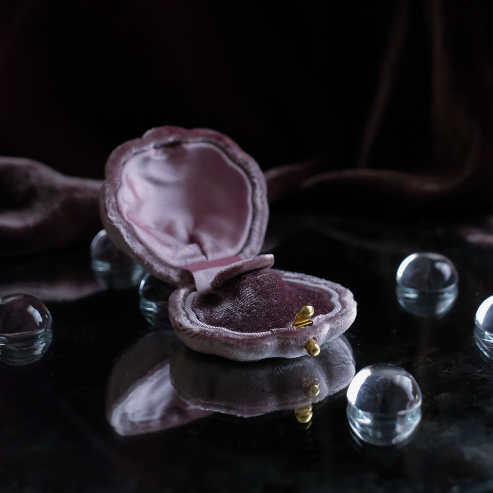 Thumbnail: Grape Velvet & Lilac Silk | Ondine Made to Order | Clamshell Ring Box