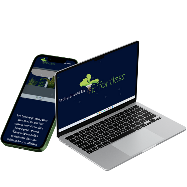 Effortless Robotics website mock up in web and mobile versions.
