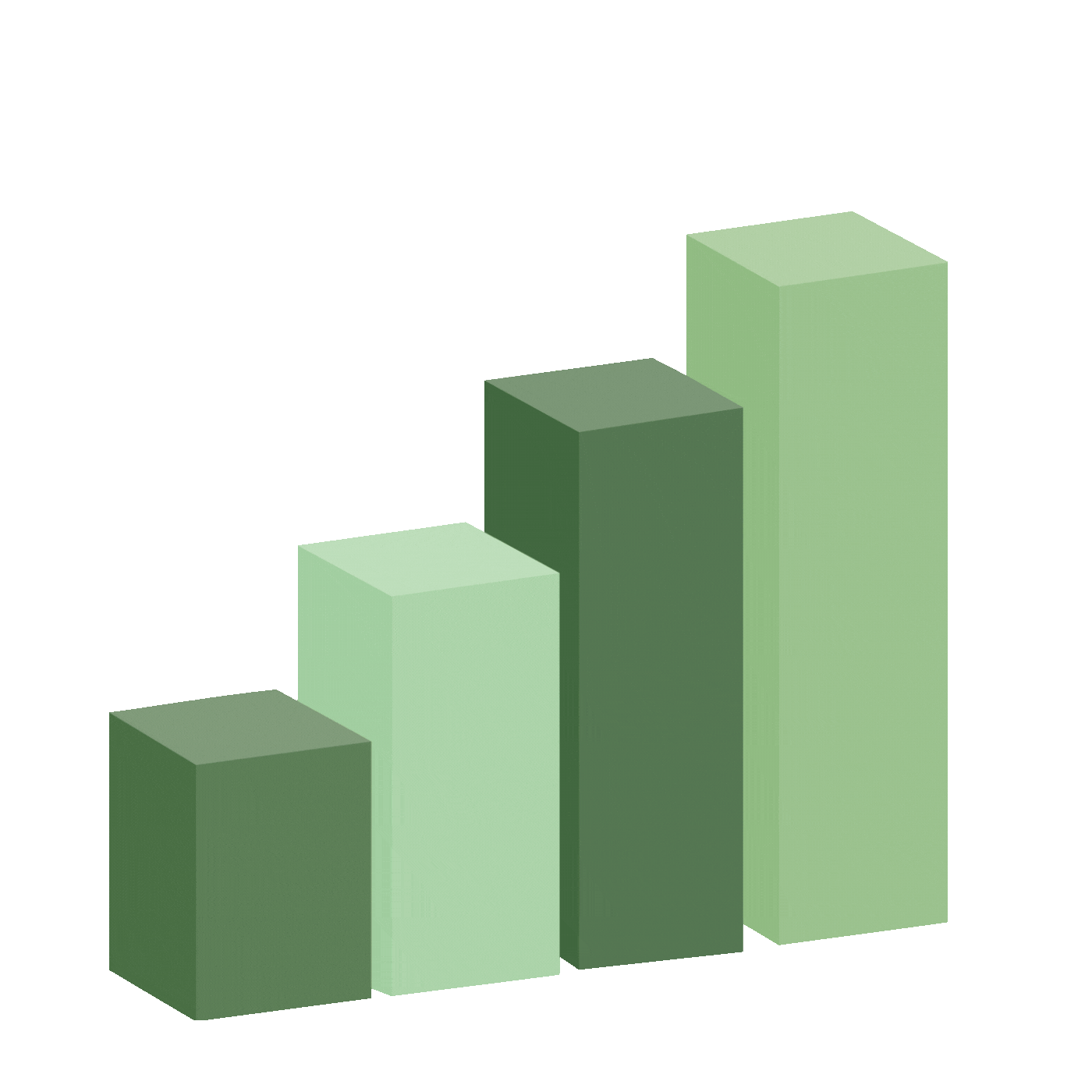 Animated green bar graph with plants sprouting from each column, symbolizing scalable growth, data-driven impact, and the nurturing of digital strategies over time