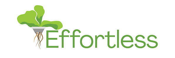Effortless Robotics logo in a light green with a kratky lettuce head growing above the E.