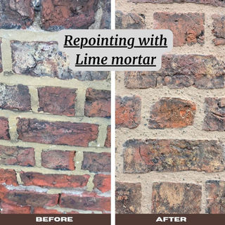 Lime mortar repointing, before and after by Richmond Masonry
