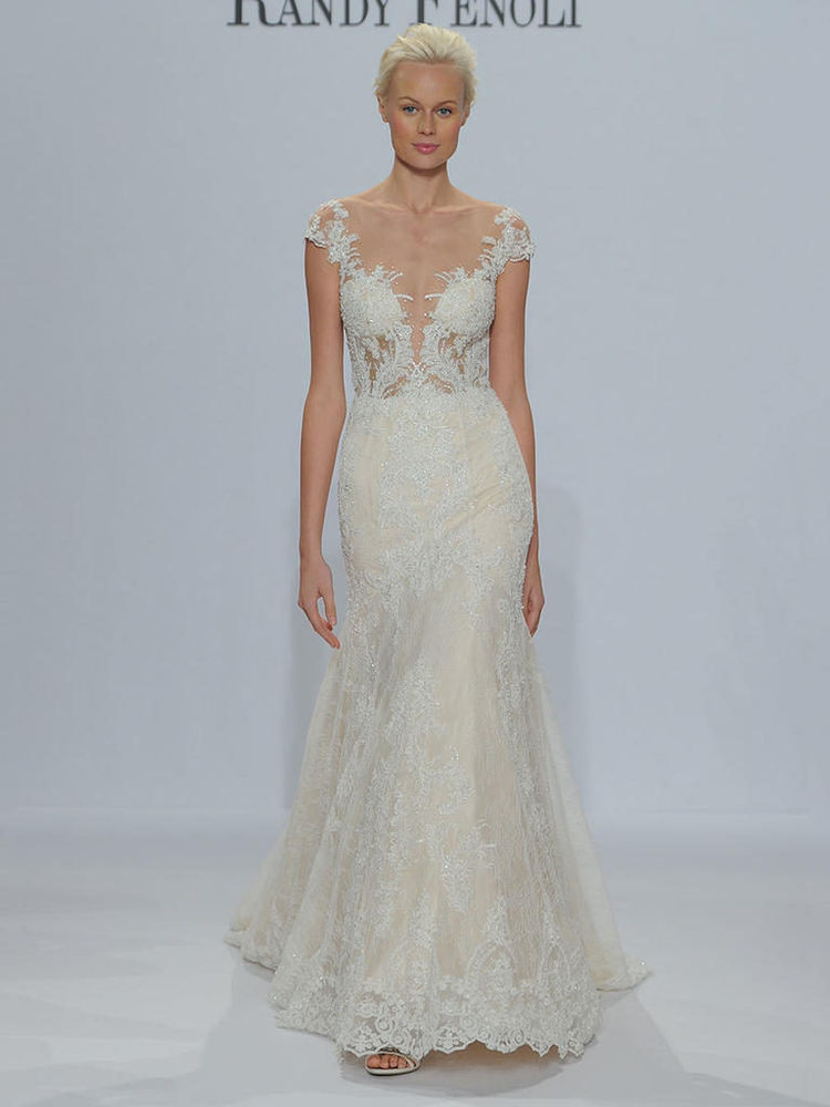 blue wedding dress randy fenoli Plus-Size Romantic And Classic Strapless Lace A-Line Wedding Dress