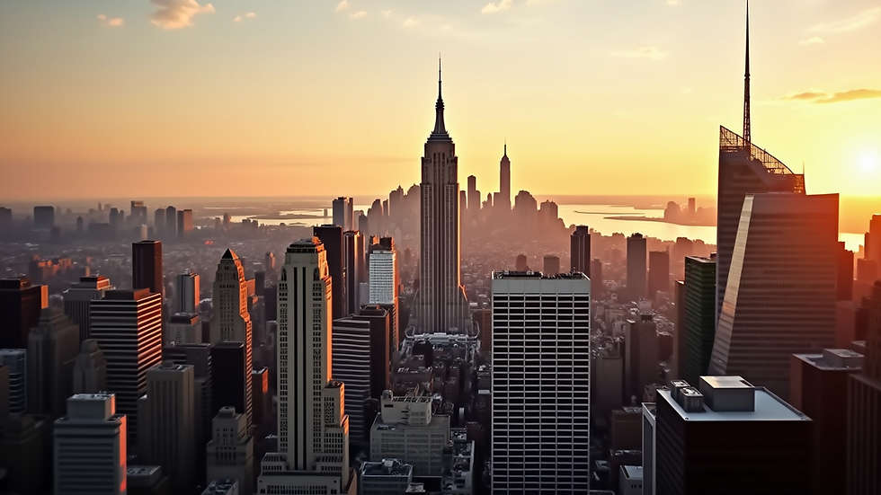 Vista panorâmica do skyline de Nova York ao entardecer