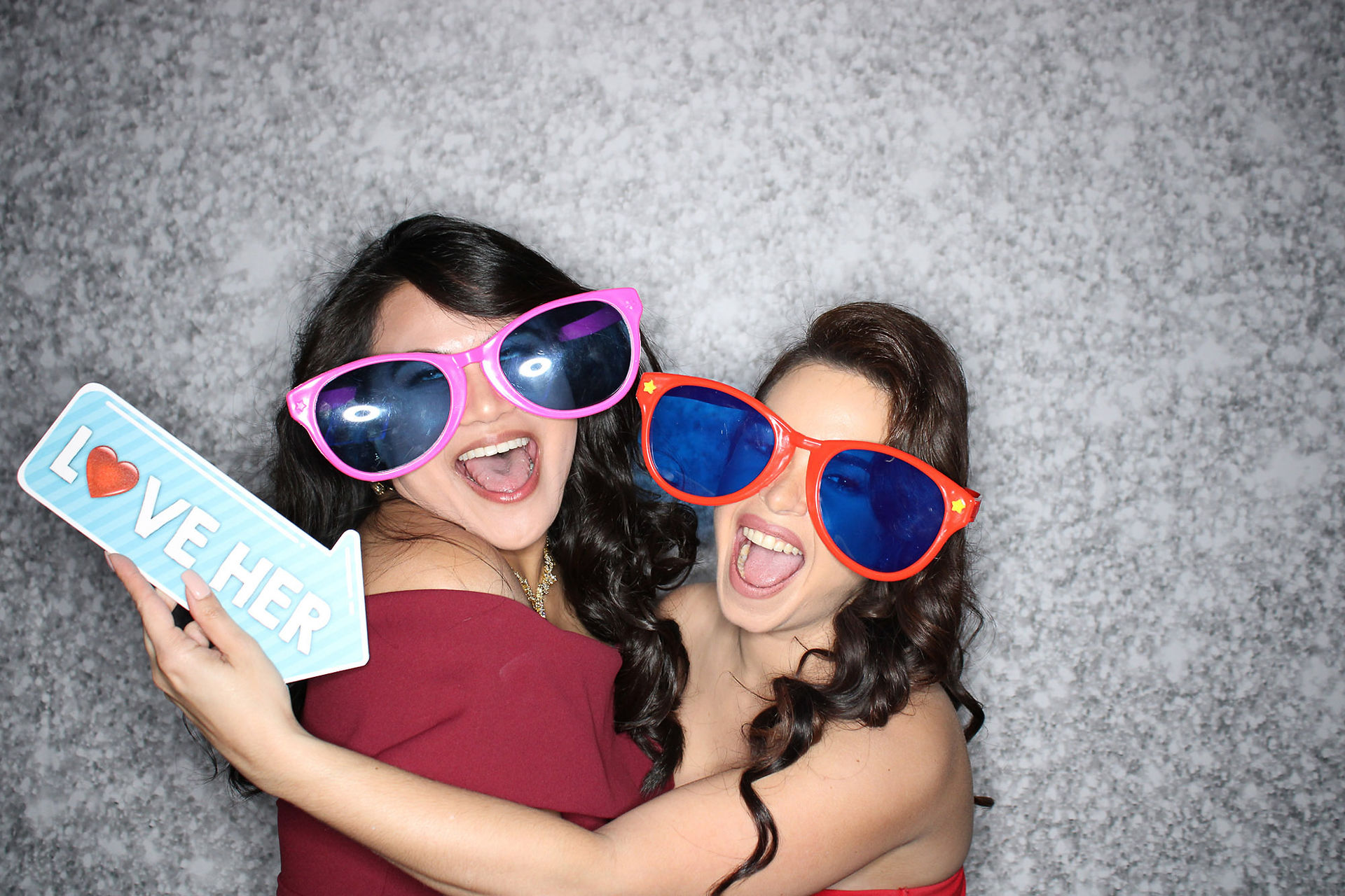 Best Friends Strike a Fun Pose for Wedding Photo Booth in Miami , Florida