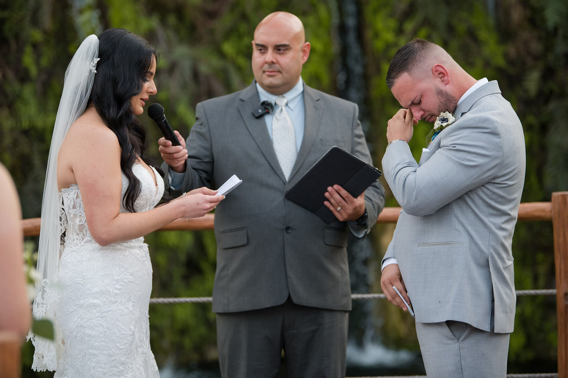 Bride and groom vows at their Miami wedding