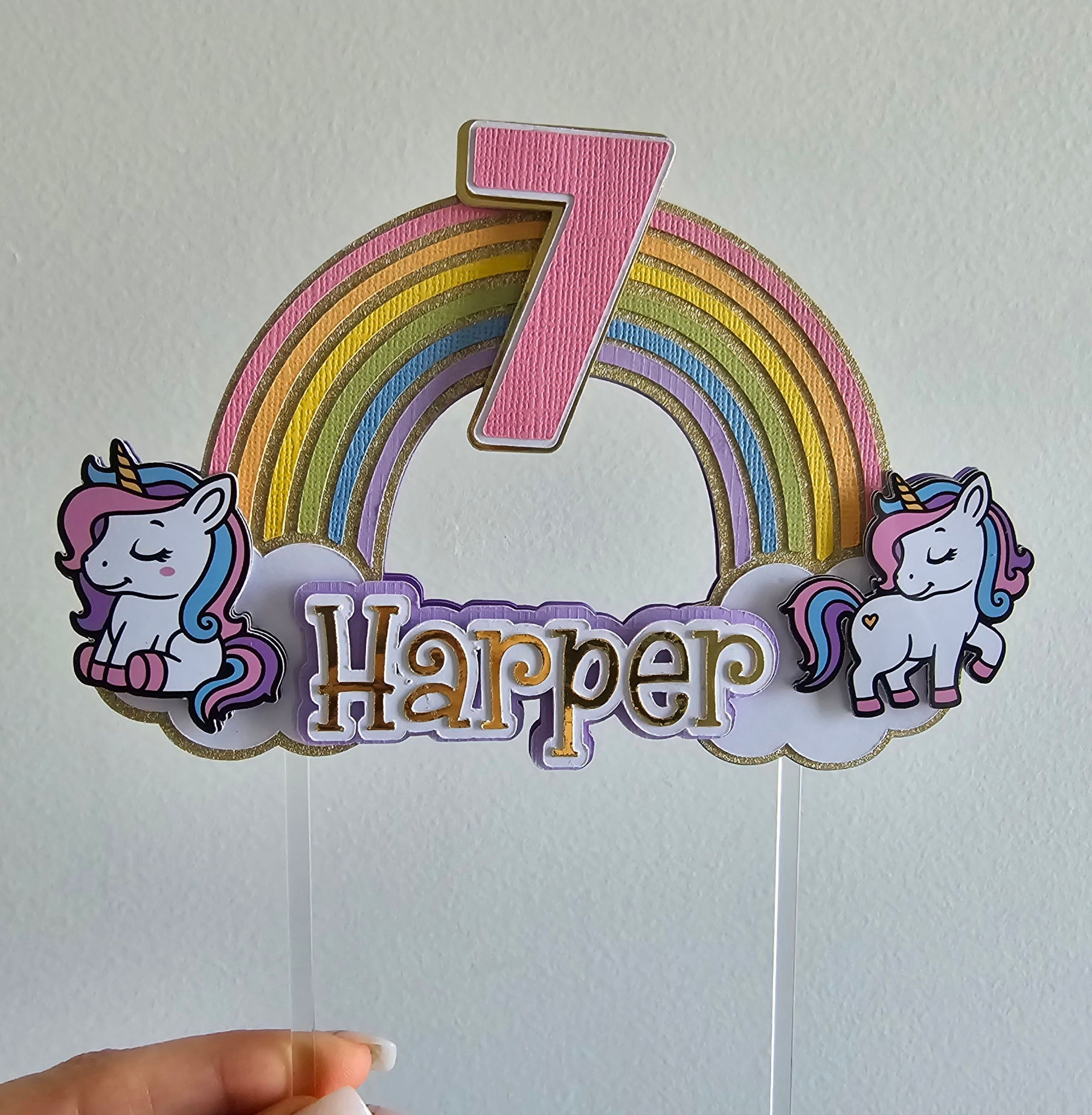 Rainbow Unicorn 3D Cake Topper