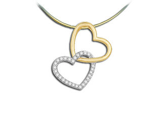 Thumbnail: 14KT INTERTWINED DIAMOND HEART NECKLACE