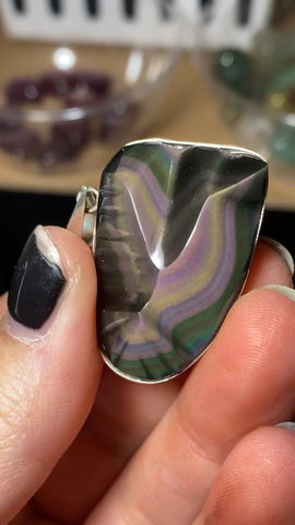 Miniatura: Rainbow Obsidian Dove Pendant (HQ)