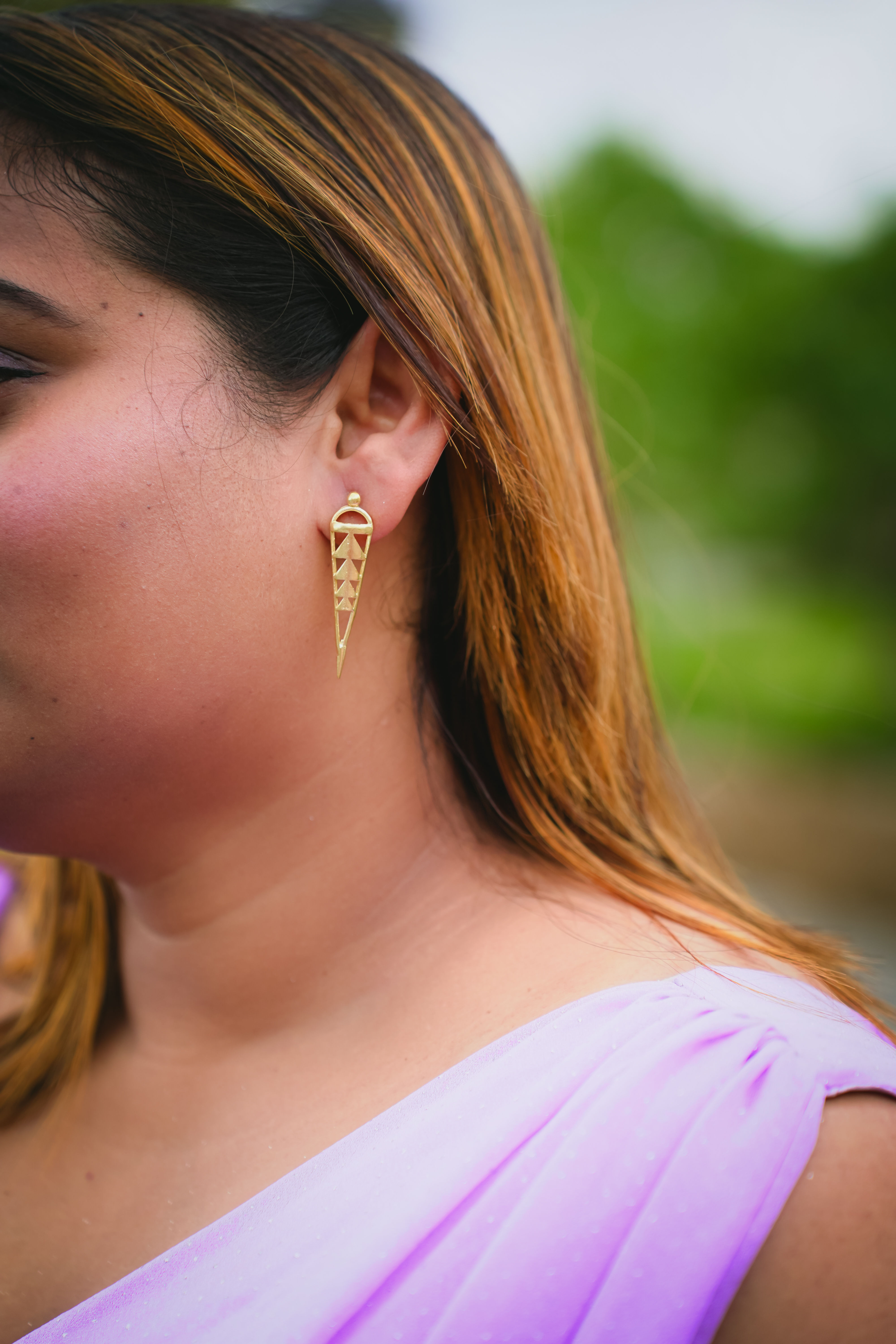Brass Ornate Icicle Earrings