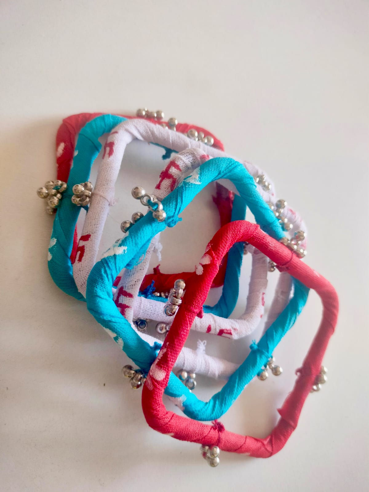 Square Multi-Coloured Fabric Bangles