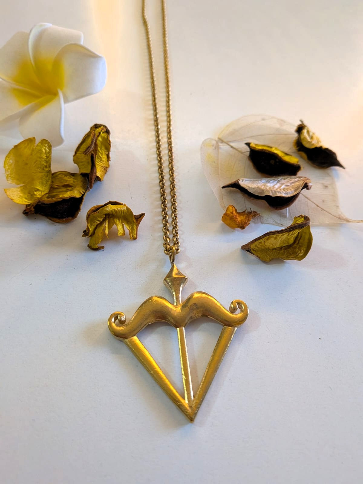 Brass Bow and Arrow Pendant Neckpiece