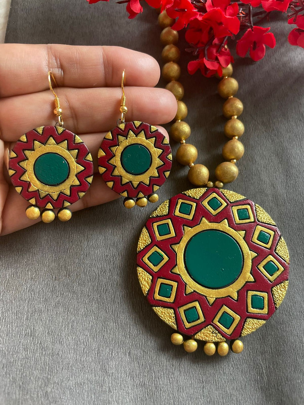Thumbnail: Terracotta Circular Pendant Set