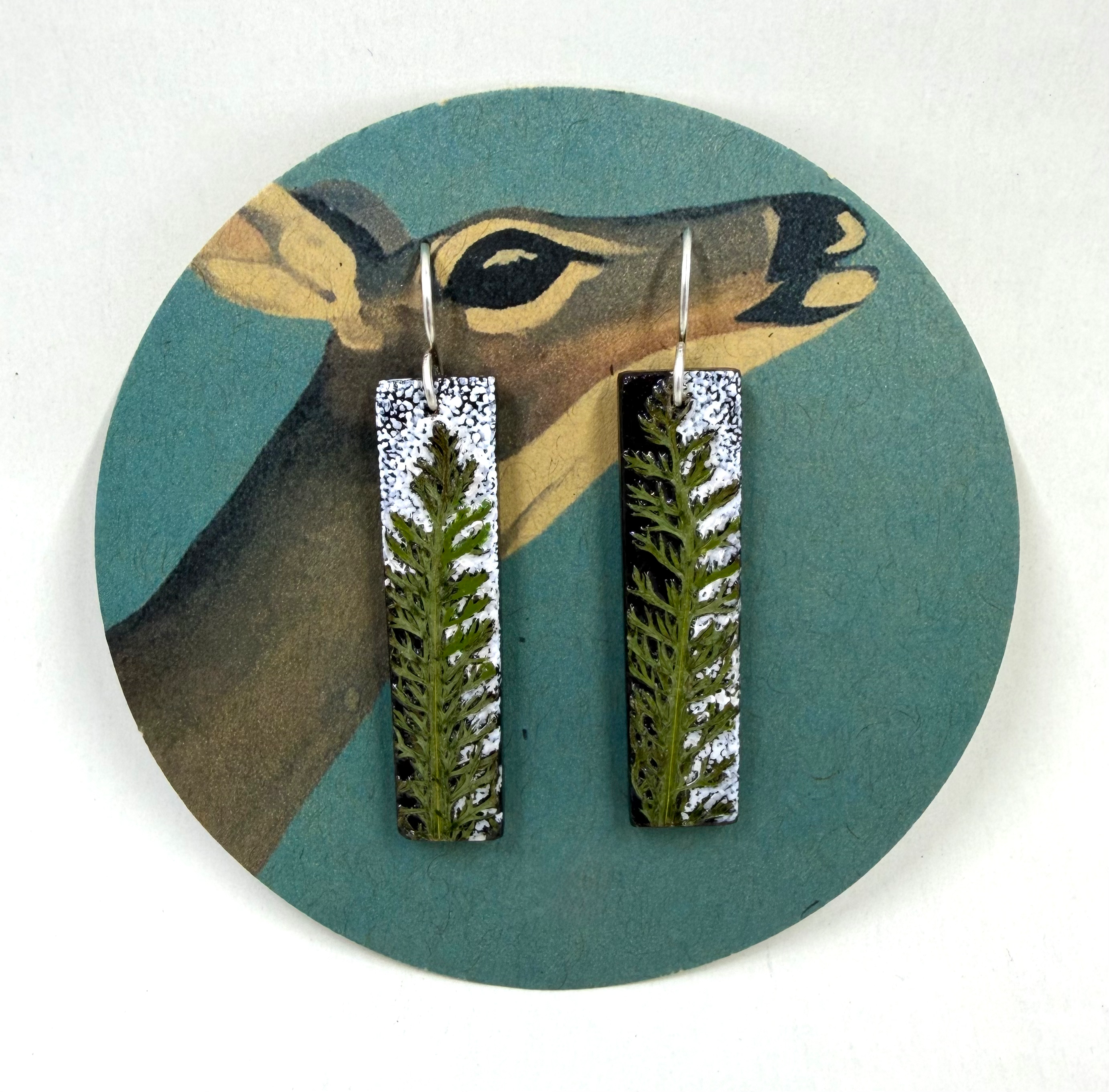 Hand-Painted Yarrow Wood Earrings