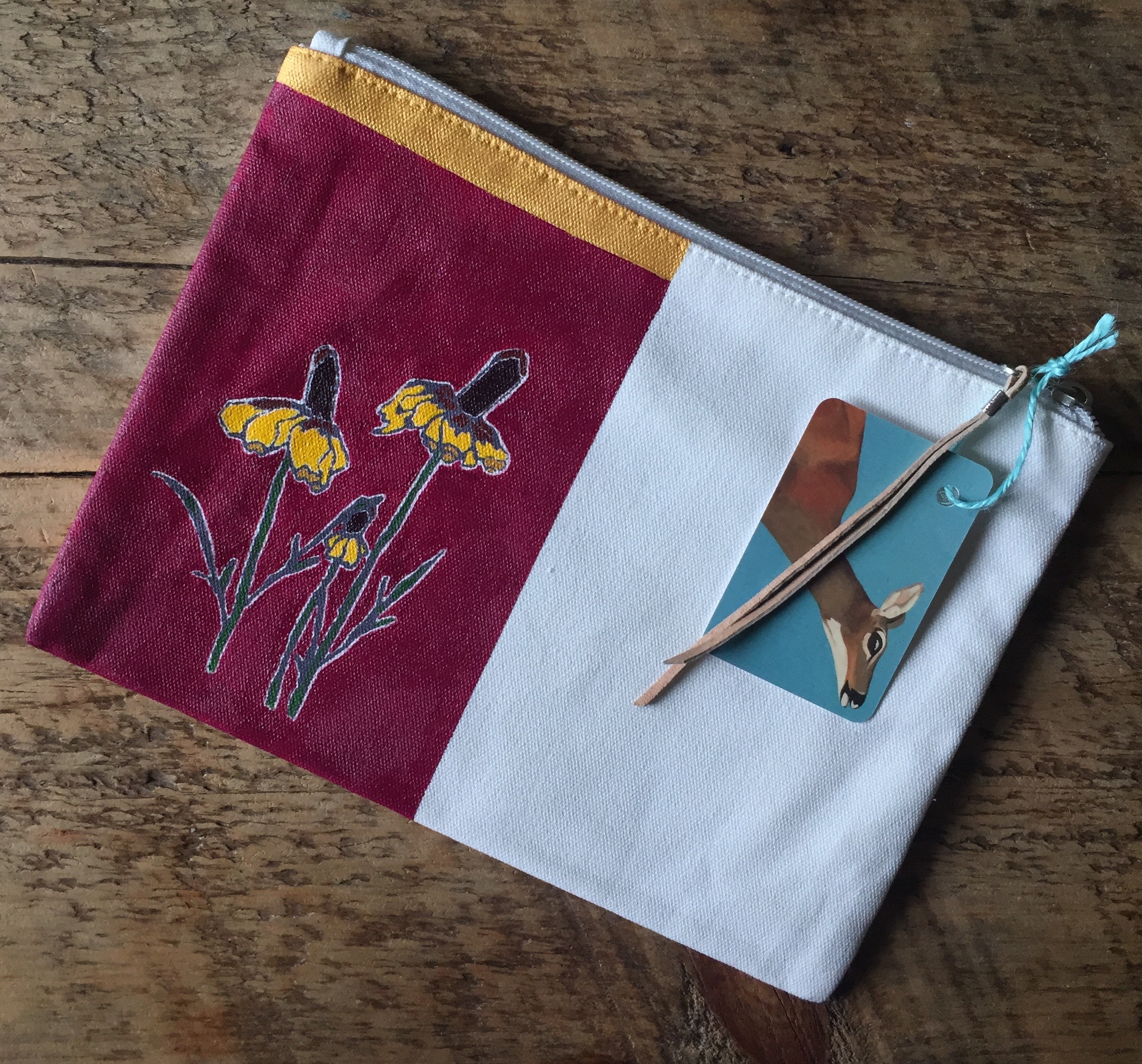Hand-Painted, Screen Printed Pouch