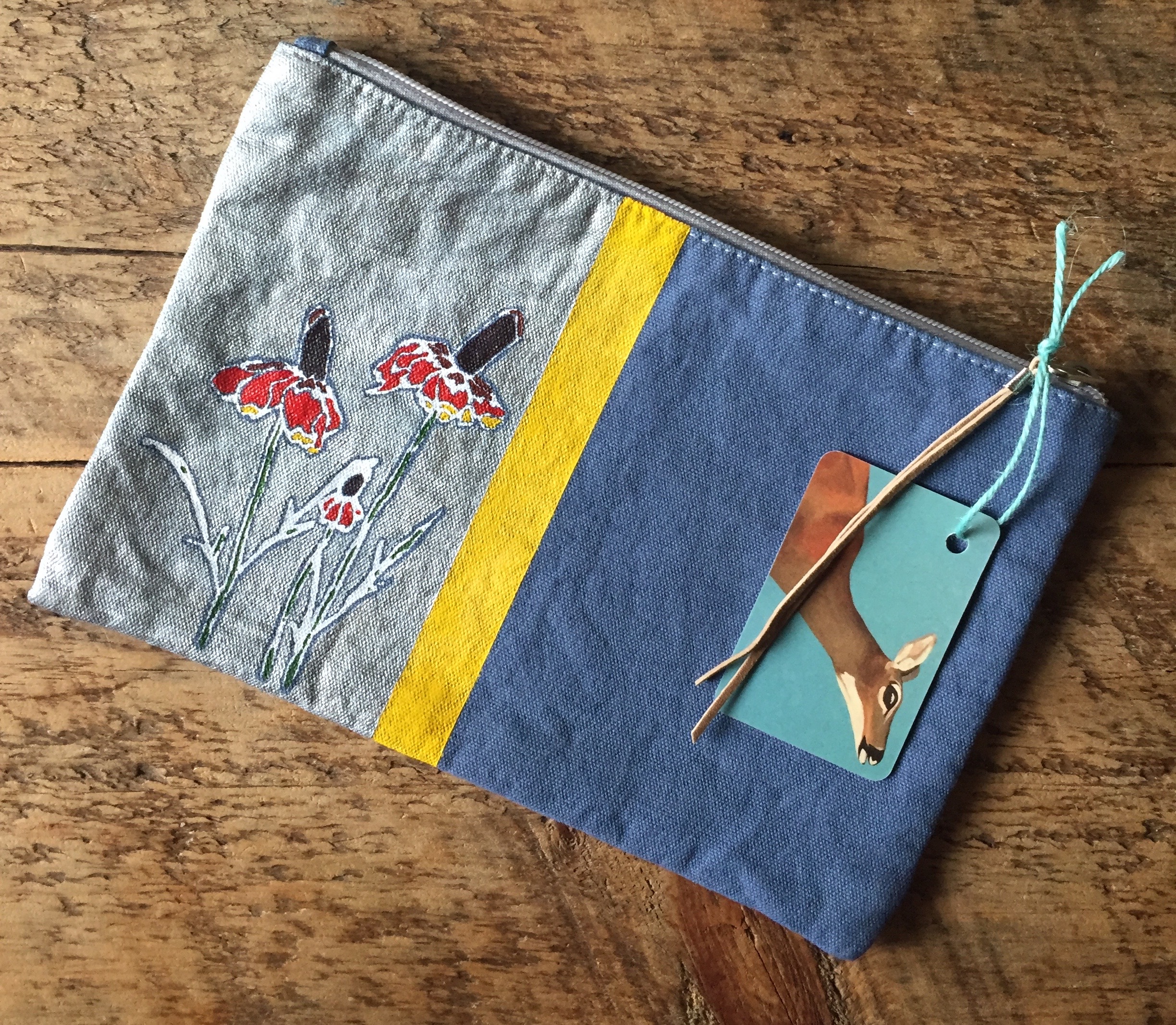 Hand-Painted, Screen Printed Pouch