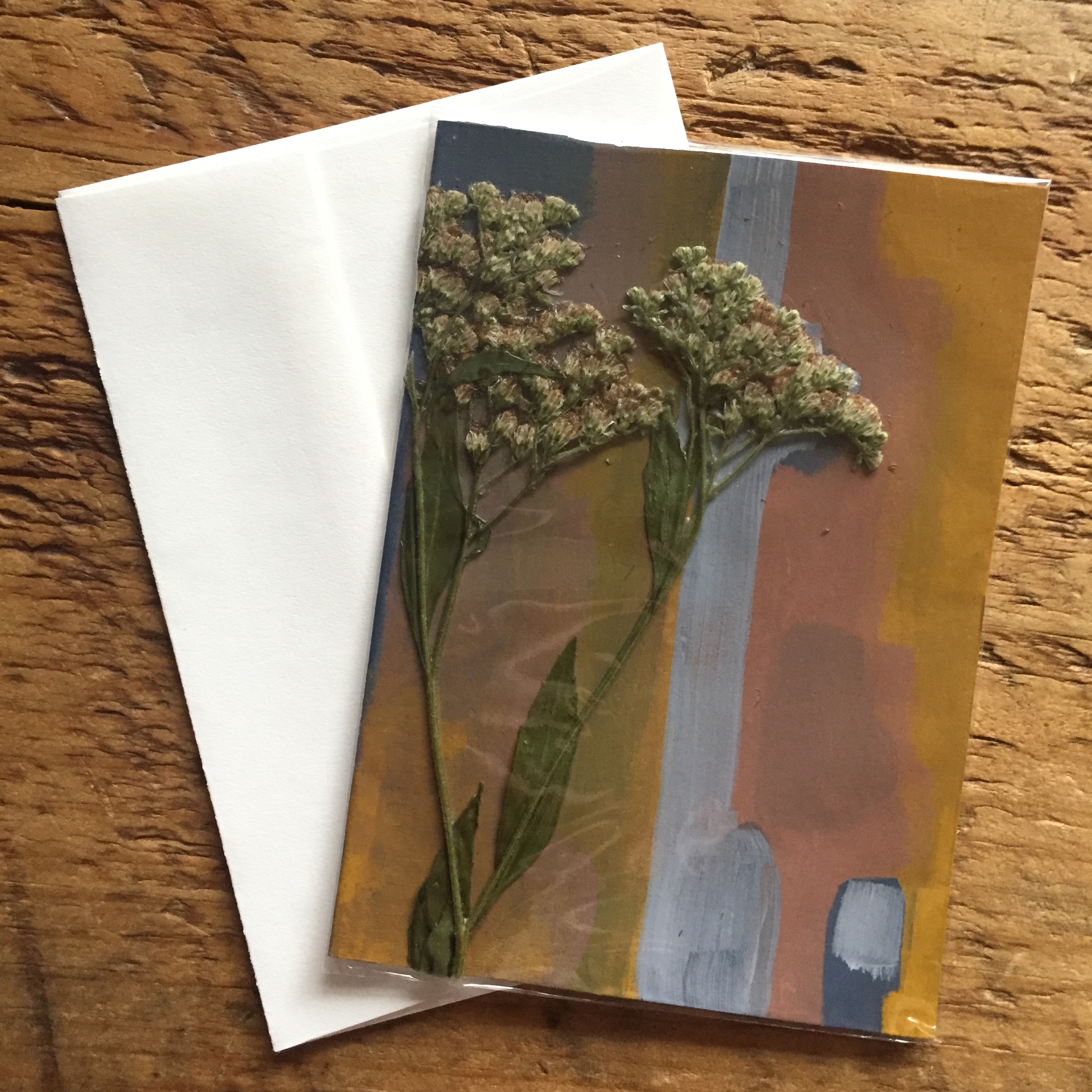 Hand-Painted Card & Pressed Plants