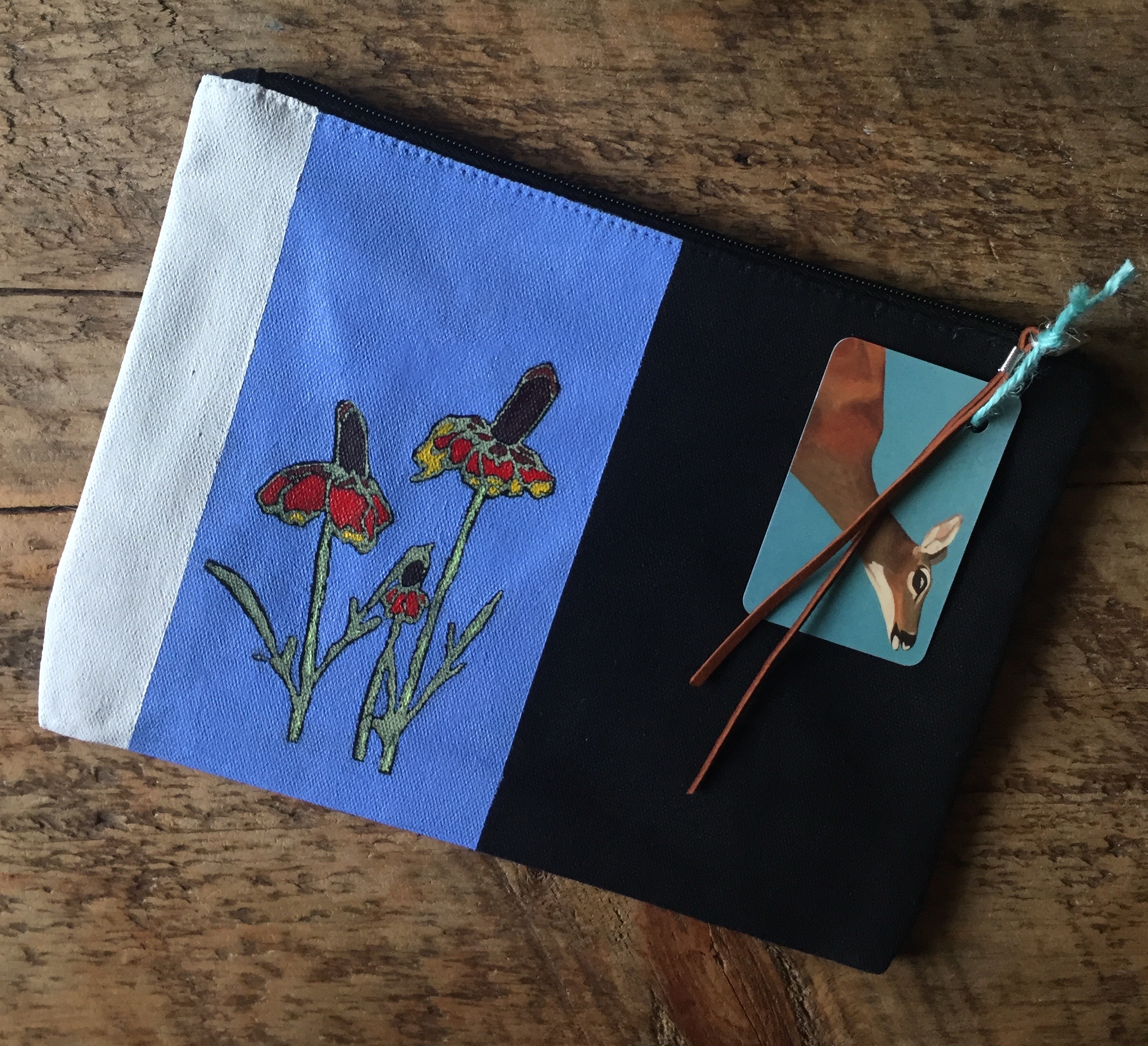 Hand-Painted, Screen Printed Pouch