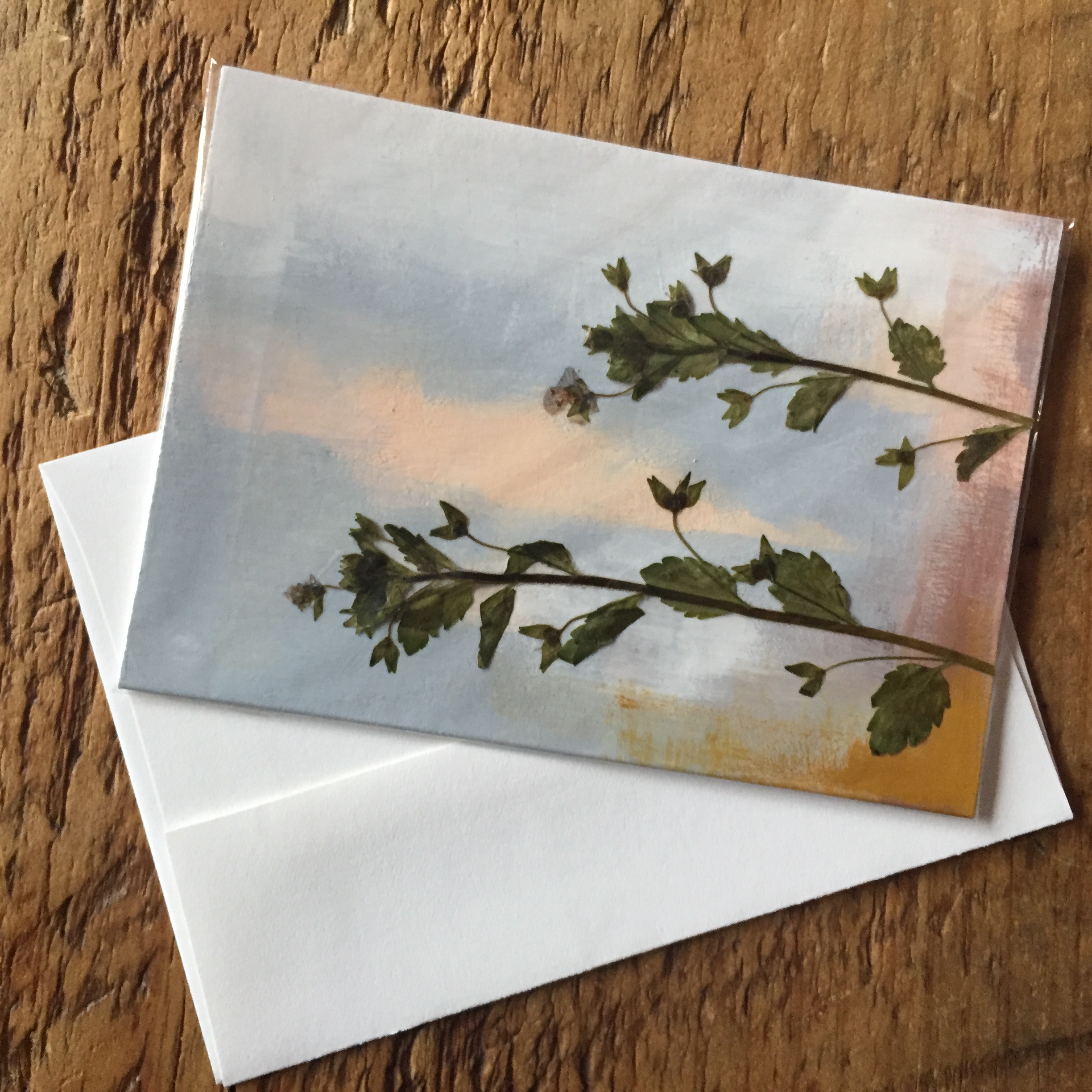 Hand-Painted Card & Pressed Plants