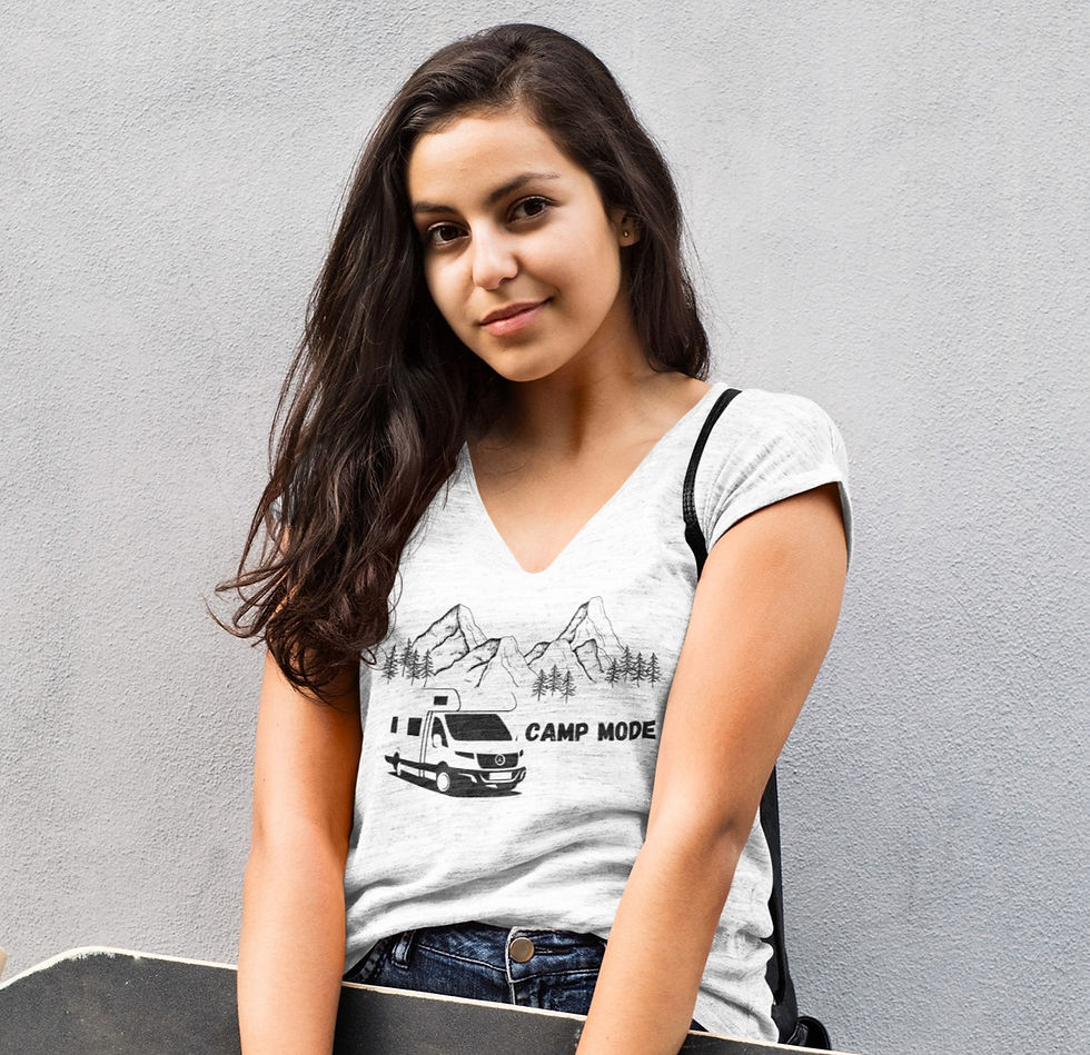 Thumbnail: Camp Mode   V-Neck T-Shirt Unisex White