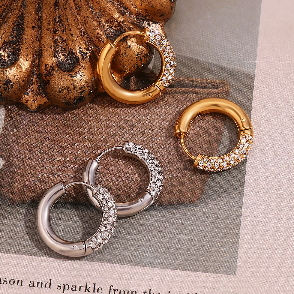 Thumbnail: Nova CZ Chunky Hoop Earrings