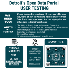User testing needed for Detroit’s Open Data Portal