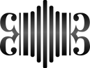 Symmetrical logo with mirrored alto clefs and vertical audio waves to represent Diethrich studio.