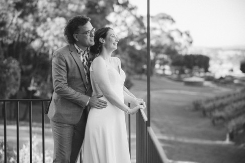 Romantic bride and groom portrait in the Macedon Ranges vineyards