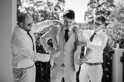 Groom getting ready for Macedon Ranges wedding at Hidden Valley Resort