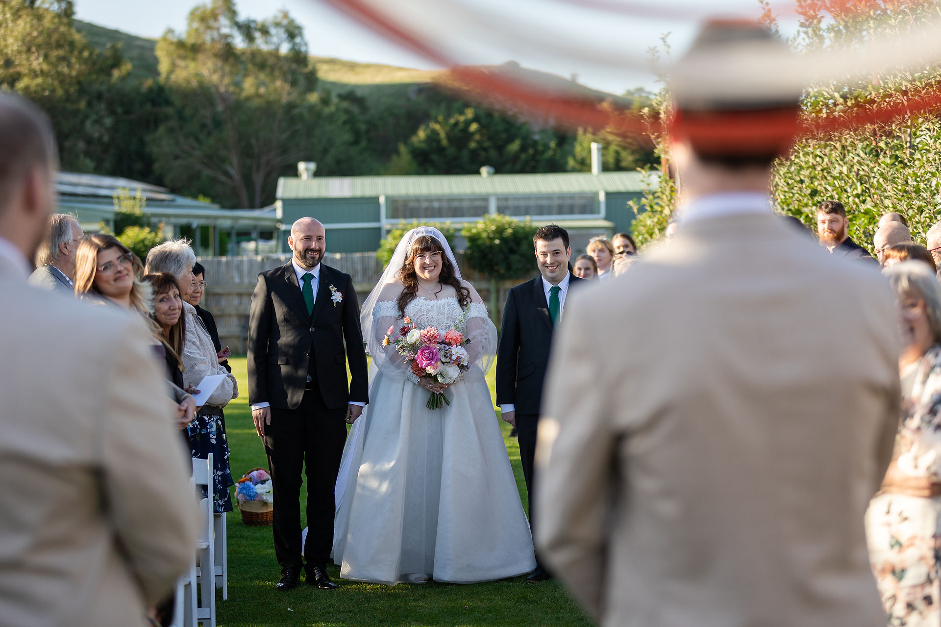 Emotional groom reaction as bride arrives at ceremony in Macedon Ranges