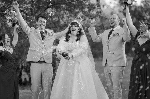 Bridal party celebrating wedding at DV Cider