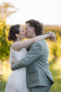 Romantic bride and groom portraits in the vineyard at Mount Monument Winery
