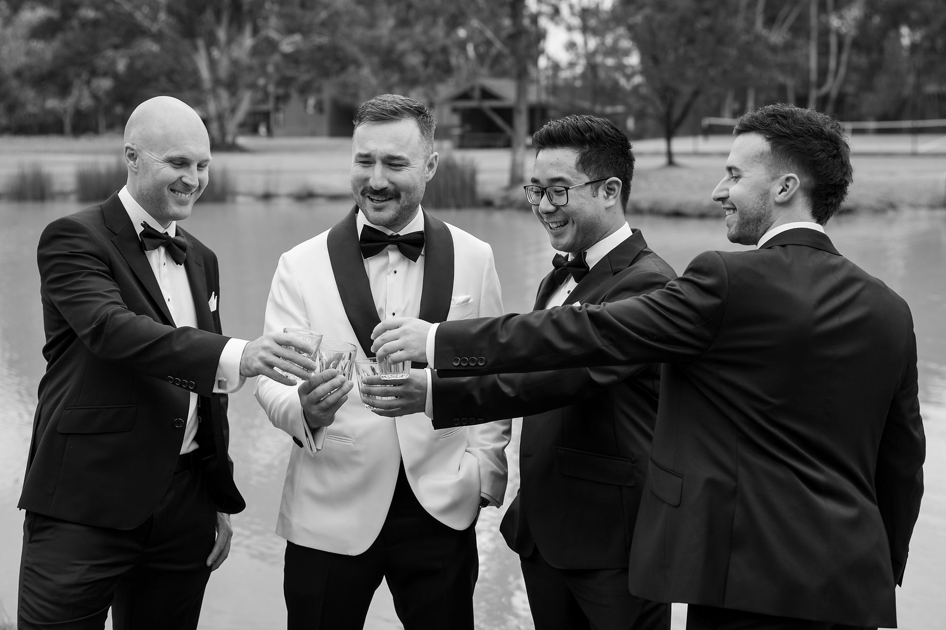 Groomsmen helping the groom with final preparations before heading to Dungala Events Centre.
