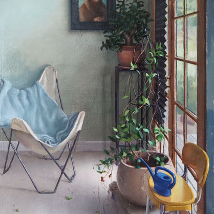 Painting of an artists studio by Andrea Kemp